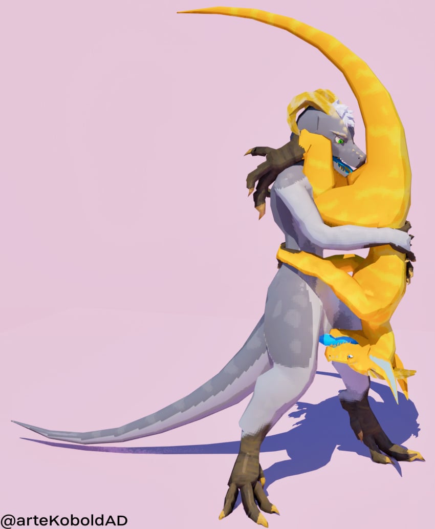 3d_(artwork) 69_position anthro baze claws digital_media_(artwork) duo erection fellatio female genitals hi_res horn kobold kobold_dellarte low_poly male male/female nude open_mouth oral penetration penile penis reptile scalie sex simple_background standing standing_69_position standing_sex tail tongue