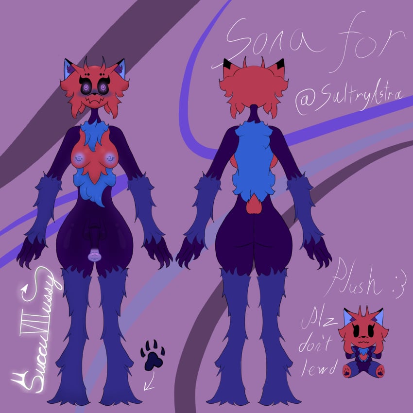 anthro black_sclera blue_fur fur furry idk_what_to_tag_it monster oc pink_eyes pink_fur plush plushie purple_fur red_fur