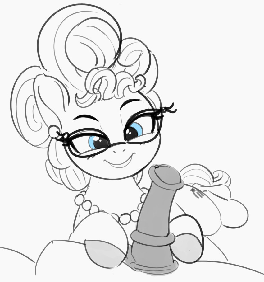 animal_genitalia animal_penis balls big_penis black_and_white blue_eyes curled_hair cutie_mark earth_pony equid equine equine_penis eyewear female feral feral_on_feral gem genitals glasses hair half-closed_eyes hasbro hi_res hooves horse imminent_oral male male/female mammal mature_female mature_feral mlp_g5 my_little_pony narrowed_eyes pabbley pearl_(gem) penis phyllis_cloverleaf_(mlp) pony smile