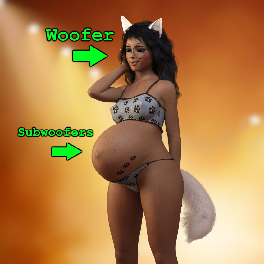 1girls 3d 3d_model black_hair black_hair_female breedingduties dog_ears dog_tail female female_focus female_only homestuck jade_harley long_hair long_hair_female model pregnant pregnant_belly solo solo_female tail underwear