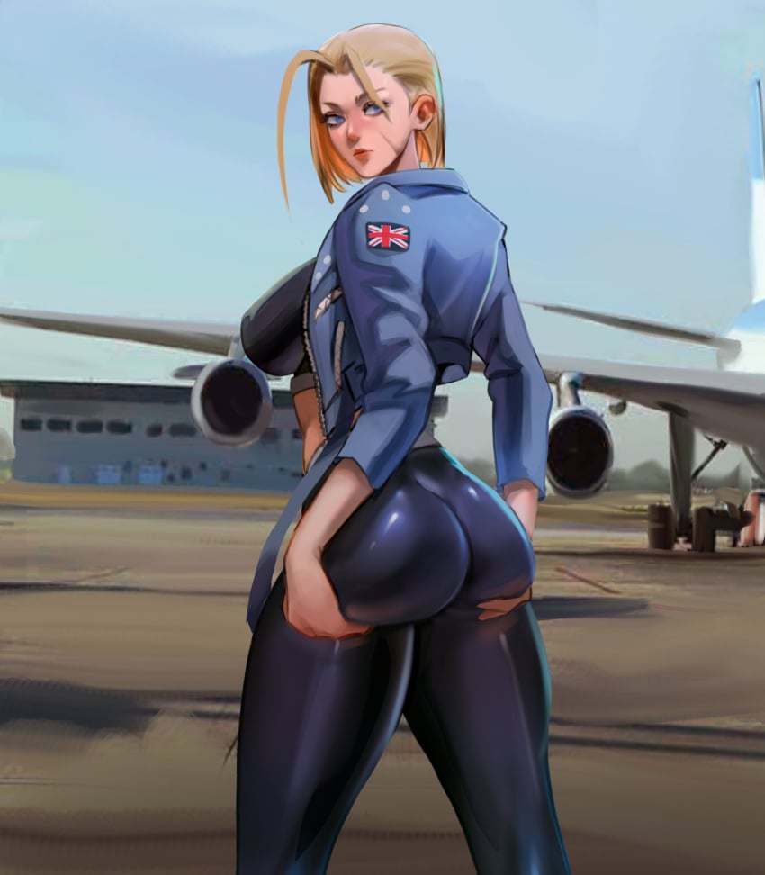 airport ass ass_support backboob background big_ass big_butt blonde_female blonde_hair blue_eyes blue_jacket breasts cammy_white capcom dat_ass grabbing_own_ass huge_ass jacket large_ass large_breasts leoquezadilla nice_ass quezadilla round_ass short_hair street_fighter street_fighter_6 thick_thighs union_jack