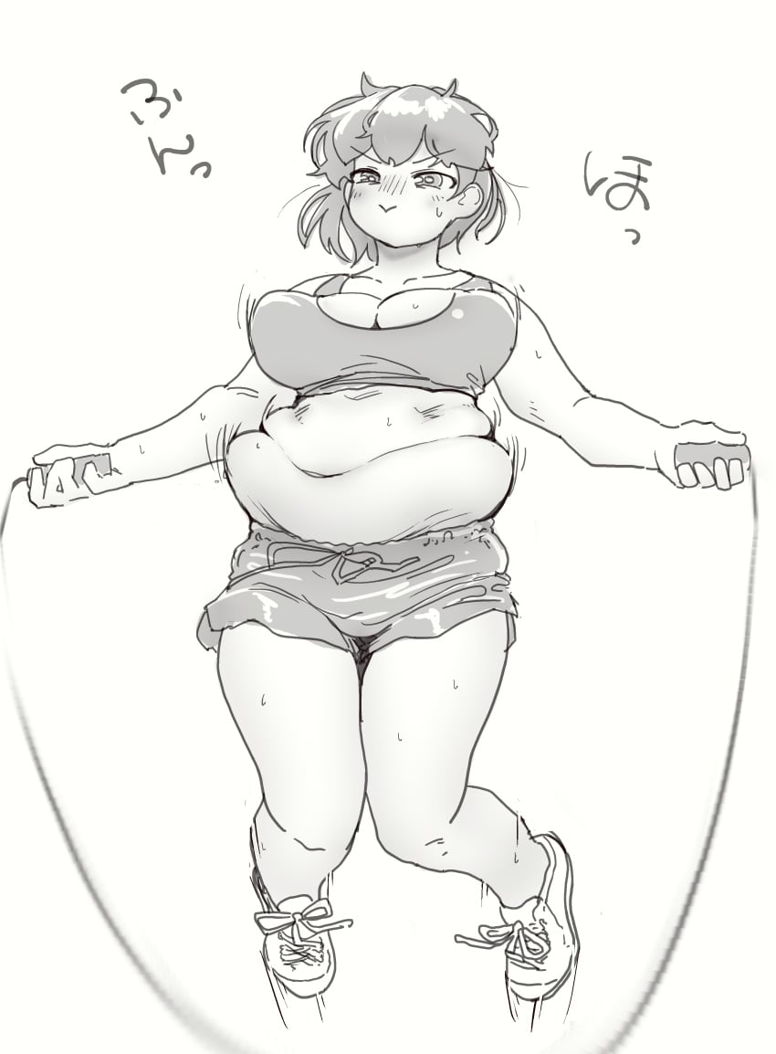 1girls big_belly big_breasts breasts chubby female female_only huge_breasts ijnacrj jump_rope mao_(mattsuu) thick_thighs