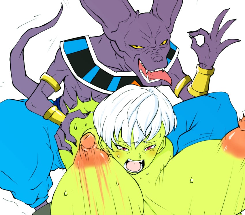 1boy 1girls ambiguous_penetration ass_grab beerus bouncing_breasts cheating cheelai clothed_male_nude_female doggy_style donabe dragon_ball dragon_ball_super dragon_ball_super_super_hero duo female god_of_destruction huge_breasts interspecies male maledom nipples nude ok_sign open_mouth purple_skin saankyu tail white_hair