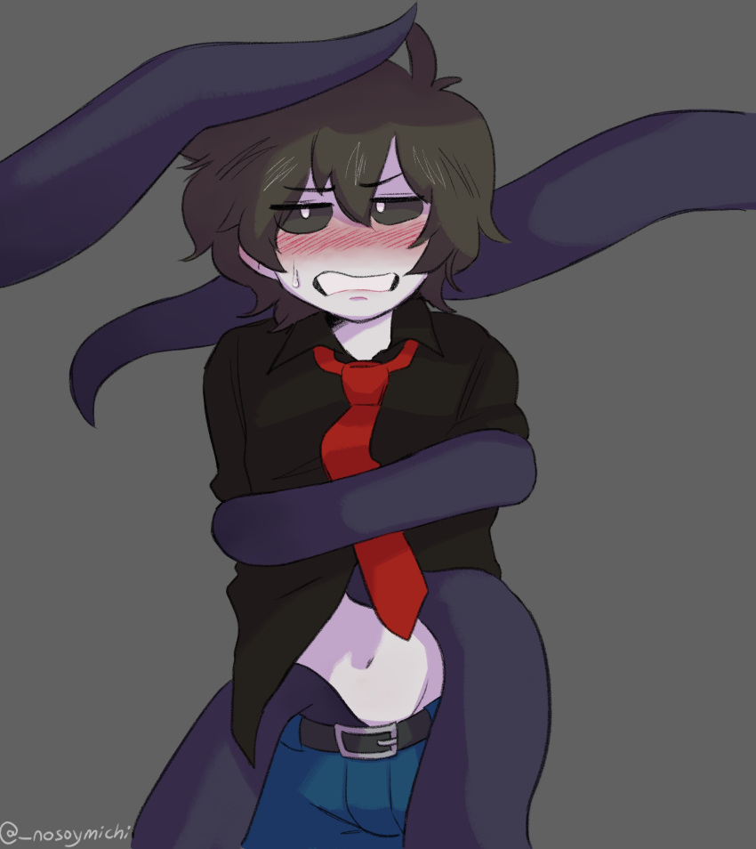 1boy artist_request black_hair clothed fhs fhsz3r0 fnafhs fnafhs_z3ro fnafhsrule34 fred_(fnafhs) imminent_penetration imminent_rape imminent_sex male_only short_hair tagme tentacle tentacle_grab tentacle_monster tentacle_on_male