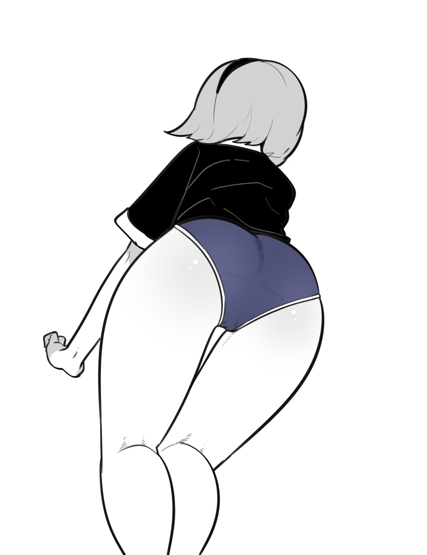 2022 all_fours ass bent_over blue_panties nd_(artist) nier:_automata no_pants panties short_hair tagme thighs yorha_2b