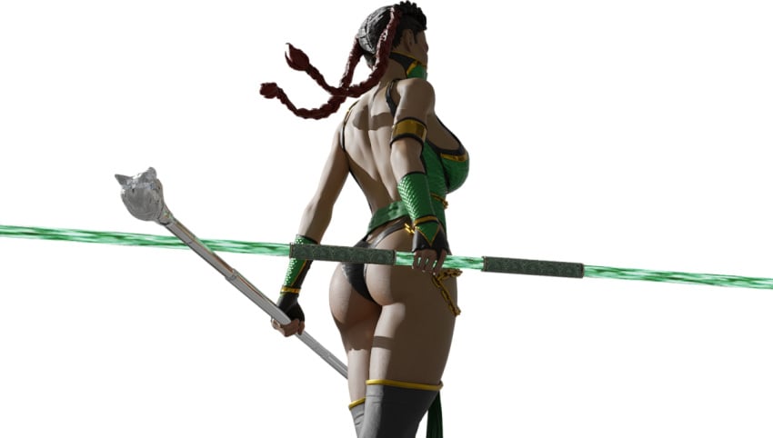 1girls 3d apex_legends ass big_breasts blender breasts clothed clothing cosplay crossover_cosplay dark-skinned_female dliquad female female_only jade_(mortal_kombat) jade_(mortal_kombat)_(cosplay) loba_(apex_legends) mortal_kombat respawn_entertainment tattoo