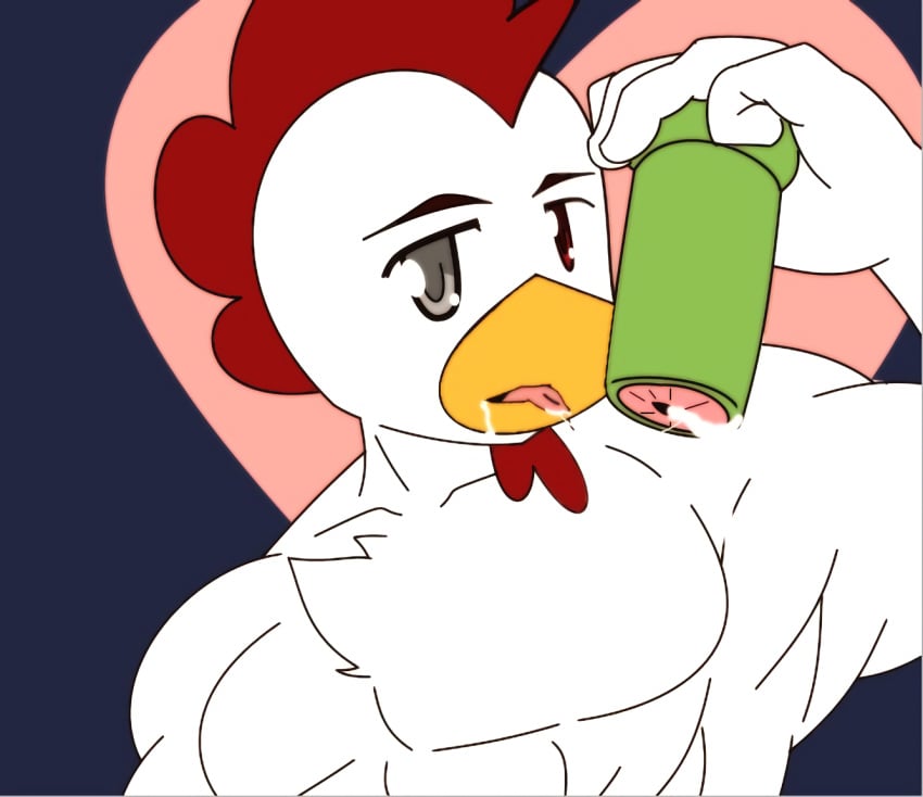 anthro avian burebure chicken cum cum_drip cum_drool cum_in_fleshlight cum_in_mouth cum_in_sex_toy cum_inside cum_on_sex_toy fleshlight gay green_eyes looking_at_viewer los_compas male male_only mcyt muscular_male riusplay sex_toy white_body yaoi youtube_hispanic youtuber