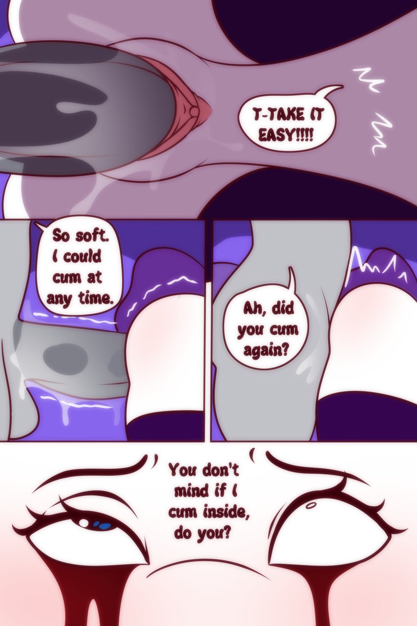 absurd_res anthro anthro_on_anthro anthro_penetrated anthro_penetrating anthro_penetrating_anthro balls blue_eyes comic digital_media_(artwork) english_text equid equine eyelashes female female_penetrated friendship_is_magic futa_on_female futanari genitals grey_body grey_skin gynomorph gynomorph/female gynomorph_penetrating gynomorph_penetrating_female hasbro hi_res intersex intersex/female intersex_penetrating intersex_penetrating_female makeup mammal maud_pie_(mlp) my_little_pony penetration penis purple_tail raised_tail rarity_(mlp) ruined_makeup sex spunkubus straight_hair text thighhighs vaginal_penetration white_body white_skin