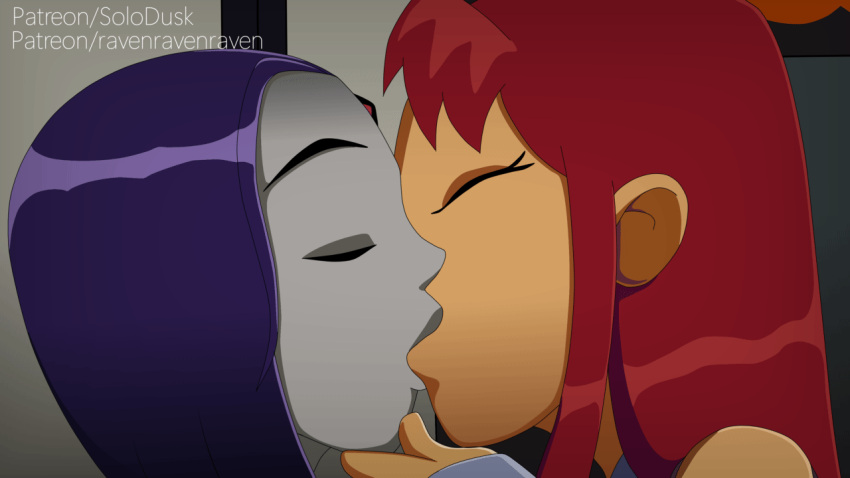 accurate_art_style animated black_hair black_hair_bottom closed_eyes dc dc_comics domination futanari kissing lesbians light_hair_on_dark_hair purple_hair rachel_roth raven_(dc) ravenravenraven red_hair red_hair_on_black_hair red_hair_top solodusk57 starfire teen_titans yuri