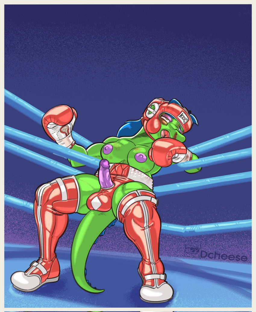 1futa alternate_version_at_source alternate_version_available anthro balls blue_hair boxers boxing boxing_gloves boxing_headgear boxing_ring breasts bruise clothed clothing color colored crocodilian dcheese fighting_ring futa_only futanari gloves mostly_nude nipples pale_skin penis red_boxing_gloves red_boxing_headgear red_gloves solo tagme thighhighs topless_boxing unknown_character