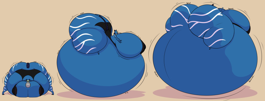 anthro ass ass_expansion belly belly_expansion big_ass big_belly big_breasts blue_body blue_skin body_markings breasts bubble_butt expansion female full_body_inflation huge_ass huge_belly huge_breasts inflation markings puffster3 spherical_inflation suck_o_lux tagme thick_thighs thigh_expansion