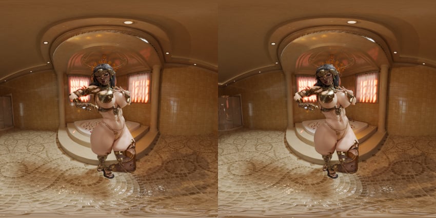 3d 3d_(artwork) big_ass big_breasts egyptian gold_armor original_character tdontran thick_thighs valmiel_(tdontran) virtual_reality vr wide_hips