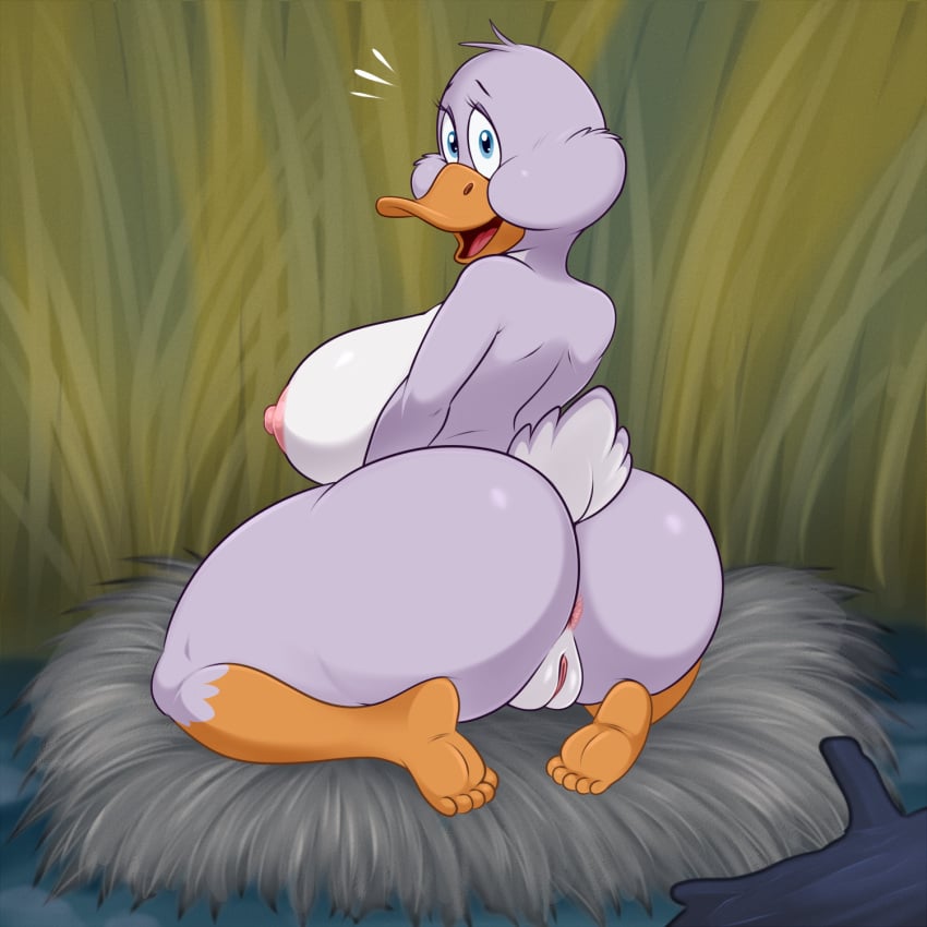 anthro anus ass breasts female genitals hi_res lonbluewolf metro-goldwyn-mayer mother_duck_(tom_and_jerry) nipples pussy short_stack shortstack solo tom_and_jerry