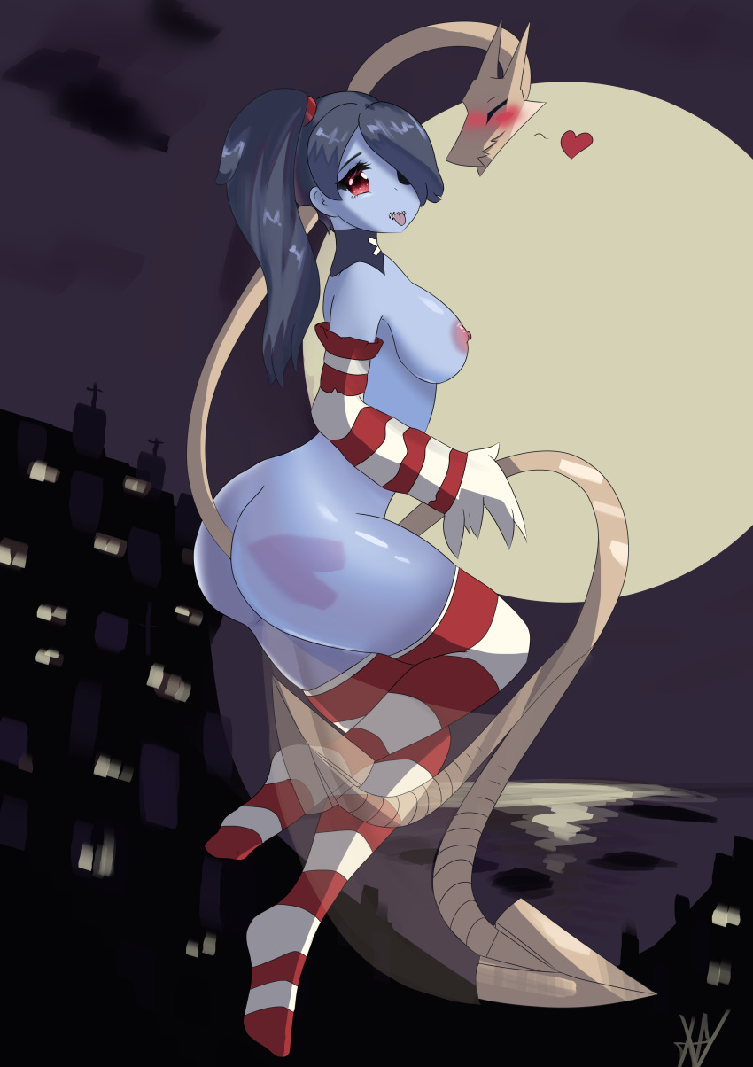 ass between_ass big_ass big_breasts blue_skin covered_eyes fat_ass female female_only goth_girl gravestone half-closed_eyes hand_on_ass hi_res hollow_eyes hoshivamp huge_ass leviathan_(skullgirls) long_hair long_socks monster_girl moon pantylines piercing purple_hair red_eyes skullgirls socks solo squigly tail_swing tiny_nipples tongue_out torn_clothes undead underwear underwear_aside underwear_only unusual_anatomy unusual_eyes unusual_hair unusual_tail wide_hips x-ray zombie zombie_girl