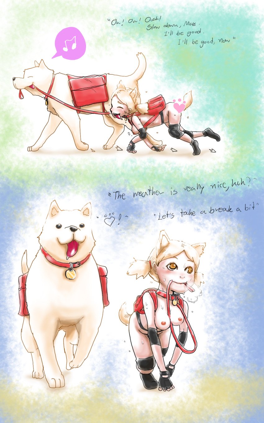 1boy 1girls canine comic human_pet nimbletail original original_character petplay tagme zoophilia