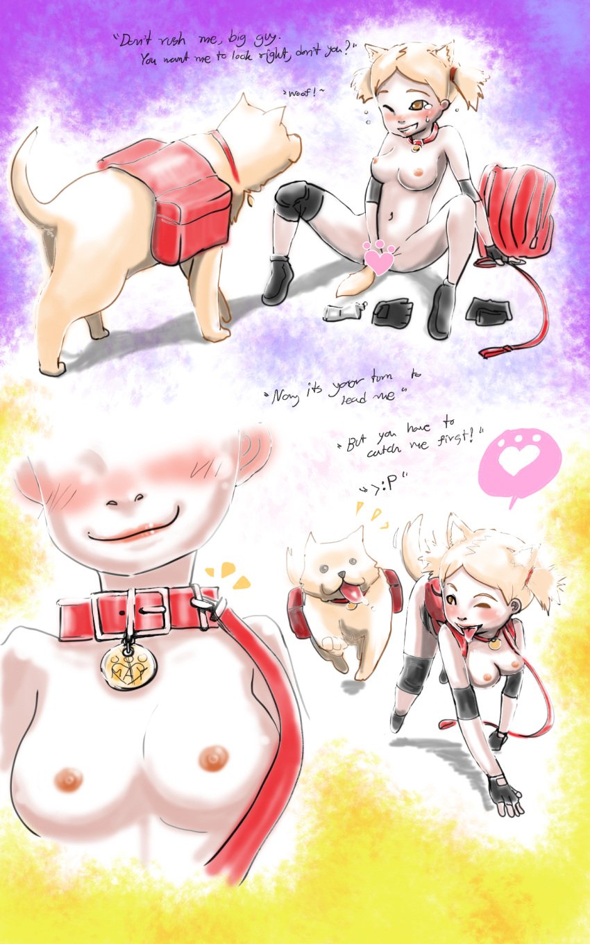 1boy 1girls canine comic human_pet nimbletail original original_character petplay tagme zoophilia