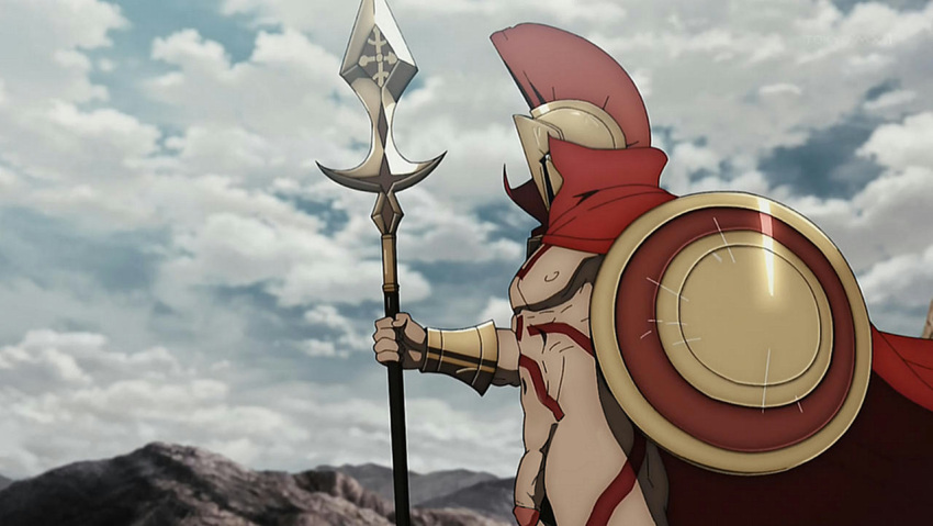 anime_style armor drawfag drawthread_request edit edited fate/grand_order fate_(series) gay genitals helmet human human_only lance leonidas light-skinned_male light_skin male male_focus male_only nipples pecs penis retracted_foreskin screenshot screenshot_edit shield uncut unknown_artist yaoi