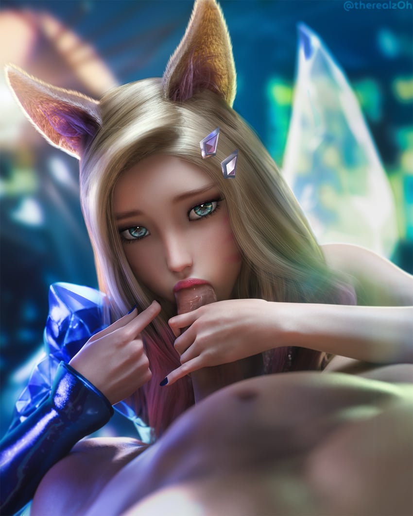 9_tails ahri alternate_costume alternate_hair_color alternate_hairstyle animal_ear_fluff animal_ears animal_girl blonde_hair blowjob clothed_female_nude_male clothing crystal_tail cute eyelashes eyeliner eyeshadow facial_markings fellatio female fluffy fluffy_ears fox fox_ears fox_girl fox_tail genitals humanoid inner_ear_fluff k/da_ahri k/da_series kemonomimi kitsune league_of_legends light-skinned_female light_skin long_hair looking_at_viewer male_pov multiple_tails nine_tailed_fox oral oral_sex pale-skinned_female pale_skin penis pov riot_games tail therealzoh vastaya video_games yellow_eyes