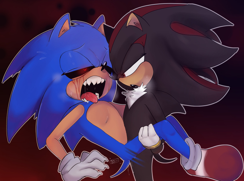 anthro artist_request blood exposed_torso footwear furry gay gay_sex handwear humanoid s0nichell sega shadow_the_hedgehog sharp_claws sharp_teeth sonic.exe sonic.exe_(character) sonic.exe_(creepypasta) sonic_(series) sonic_the_hedgehog sonic_the_hedgehog_(series) yaoi