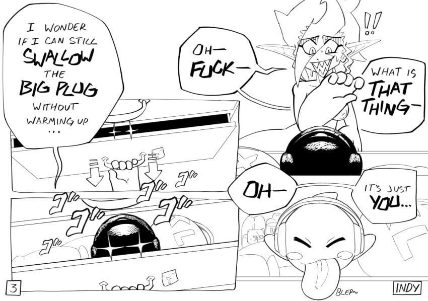 1girls chaoz_(chaozdesignz) dialogue female indynd nipples speech_bubble tagme text tongue tongue_out