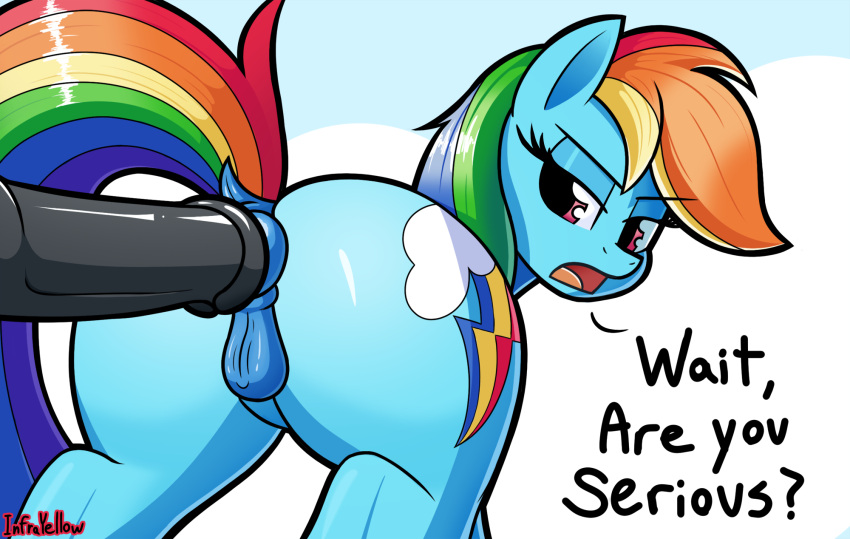 anus equine equine_penis equine_pussy friendship_is_magic imminent_anal imminent_sex infrayellow looking_back my_little_pony presenting presenting_hindquarters pussy rainbow_dash_(mlp) straight_hair