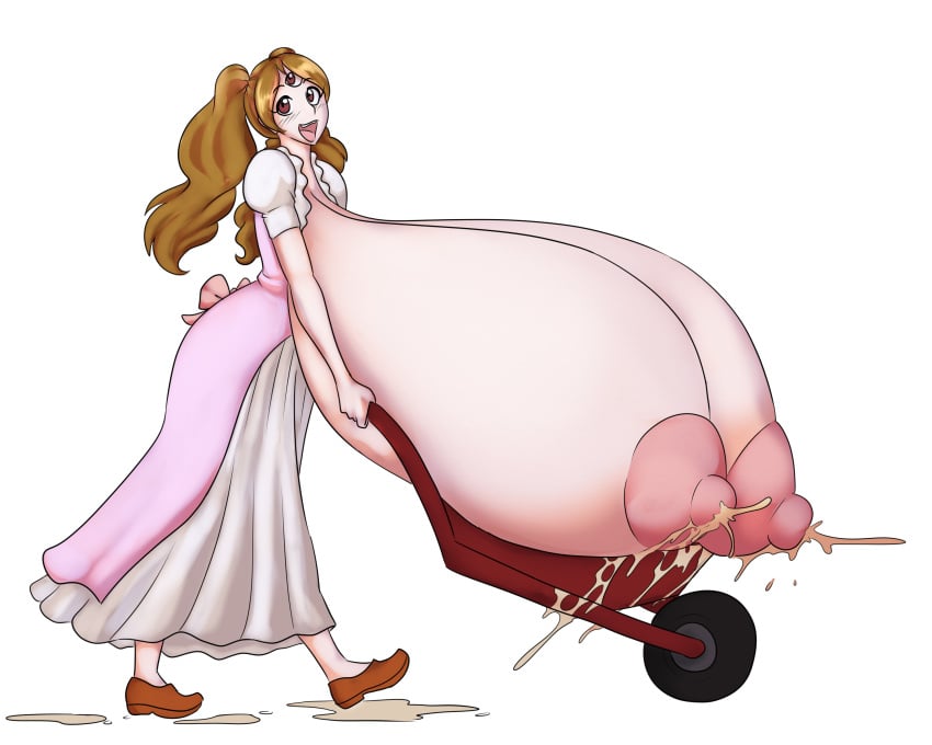 breasts_bigger_than_head charlotte_pudding female female_only lactating lactation marauder6272 massive_breasts one_piece solo solo_female wheelbarrow