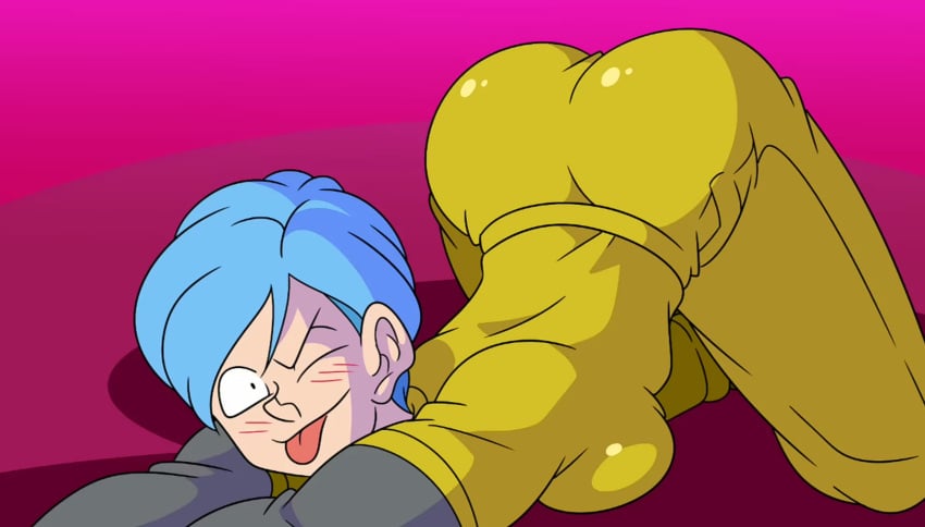 1girls ass_up big_ass big_breasts big_butt blue_hair blushing bulma_briefs bulma_briefs_(dragon_ball_super_superhero) dat_ass dragon_ball dragon_ball_super_super_hero jumpsuit kishinpain tagme tongue_out winking