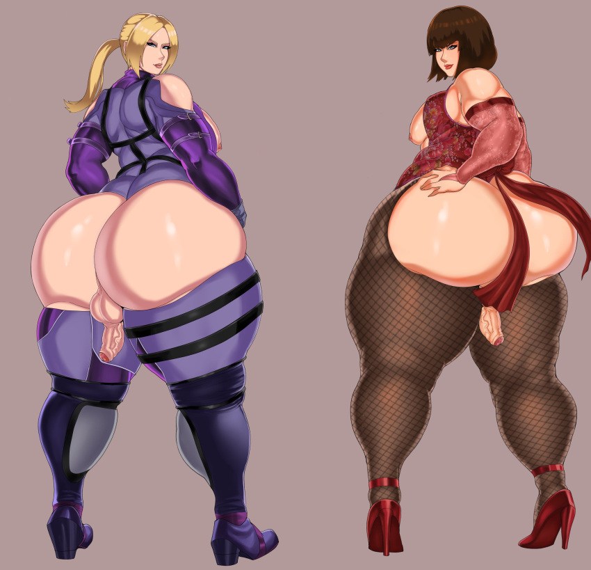 2boys 2femboys 9will6 ambush_(trap) anna_williams ass ass_focus big_ass big_pecs blonde_hair bottom_heavy bottom_heavy_femboy bottom_heavy_male bottomless brothers brown_hair crossdressing curvy femboy femboy_only fishnet fishnet_legwear fishnets genderswap_(ftm) girly hi_res high_heels highres huge_ass hyper_ass large_ass light-skinned_male light_skin lipstick looking_at_viewer looking_back makeup male male_only muscular muscular_chest muscular_male nina_williams partially_clothed penis pinup plump rule_63 small_penis teapot_(body_type) tekken thick_thighs thighhighs trap voluptuous