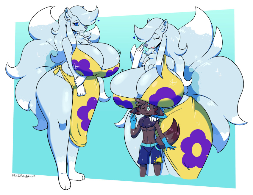 alolan_ninetales big_breasts breasts female ninetales pokémon_(species) pokemon pokemon_(species) shiny_pokemon shinyillusionz tagme zeke_the_zorua zorua