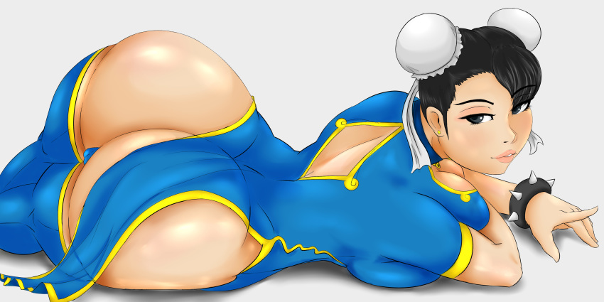 ass big_ass breasts cameltoe chun-li cleavage female female_only huge_ass looking_at_viewer looking_back solo street_fighter thebig-z wide_hips