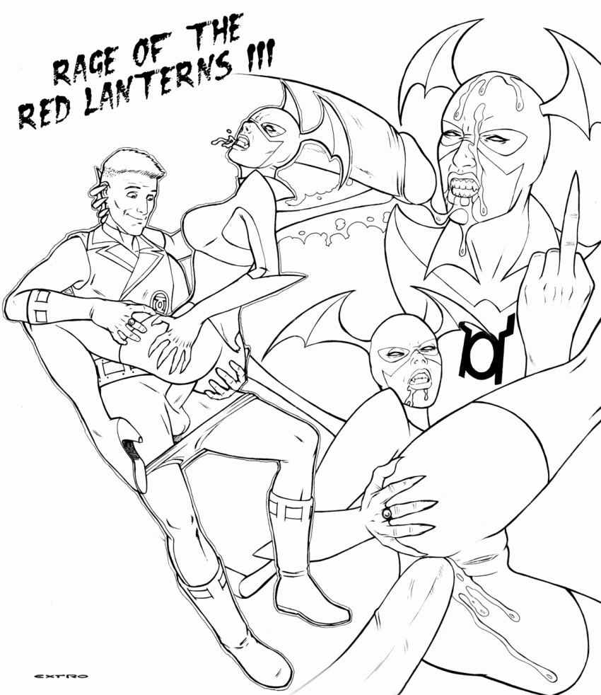 bleez dc extro green_lantern green_lantern_(series) guy_gardner interspecies monochrome red_lantern red_lantern_corps