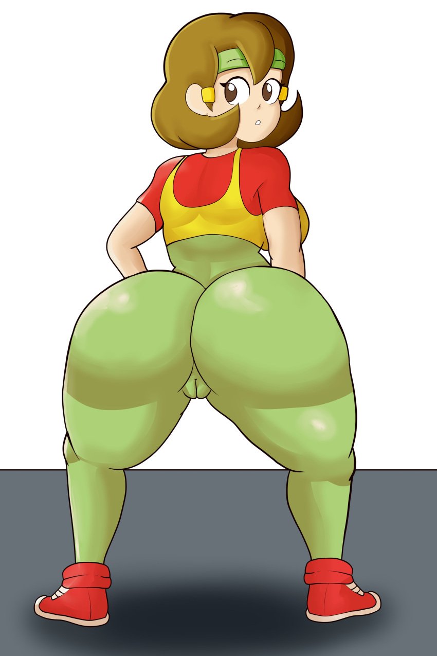 1girls 5-volt 80's_theme ass big_ass bubble_butt cameltoe clothing fat_ass female female_only huge_ass looking_at_viewer looking_back mario_(series) milf nintendo_moms_animation_(minus8) solo thick_thighs tight_clothing tool01k warioware