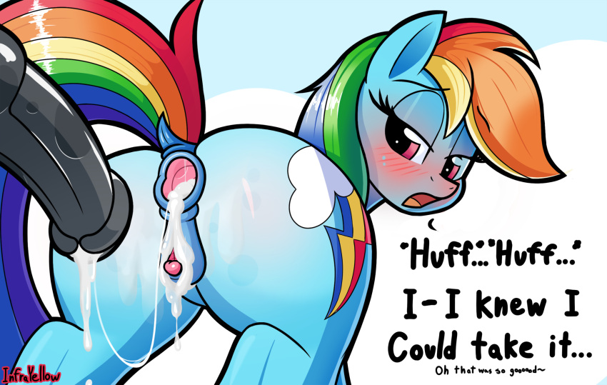 after_anal anus balls cum cum_in_ass cum_in_pussy cum_inside cumming equine_penis friendship_is_magic gaping gaping_anus hasbro horsecock infrayellow looking_back my_little_pony penis pony profanity rainbow_dash_(mlp) straight_hair