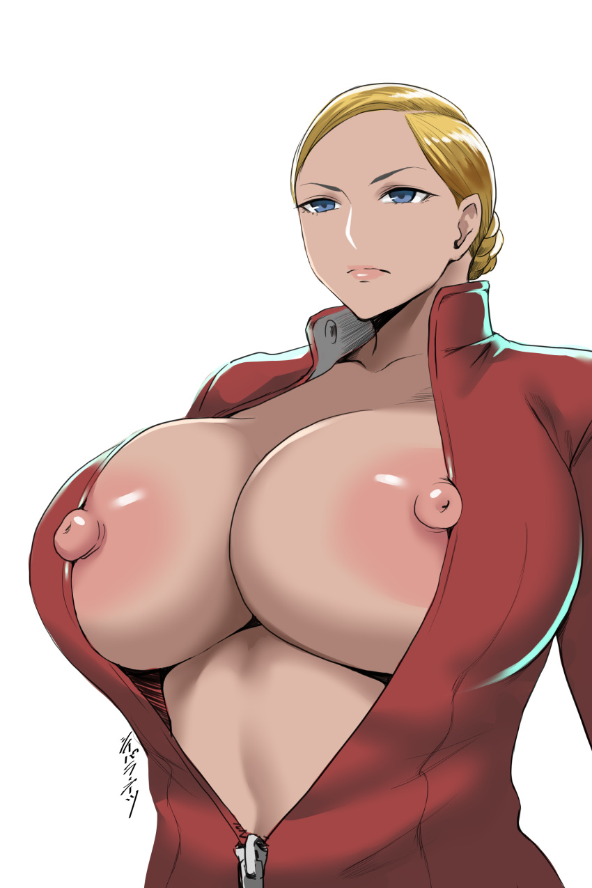 1girls absurd_res android areolae artist_name big_breasts blonde_hair blue_eyes breasts breasts_out clothing collarbone commission eyelashes female female_focus female_only frown hair_bun huge_breasts humanoid large_breasts lips lipstick makeup nipple_slip nipples no_bra open_clothes pink_lipstick robot robot_girl shibusun signature simple_background solo solo_female t-x tan_skin terminator terminator_3:_rise_of_the_machines tied_hair voluptuous white_background zipper zipper_down