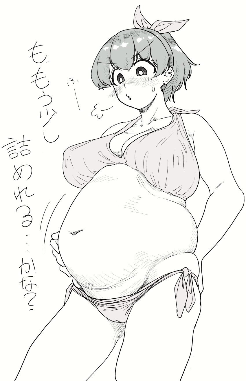 big_belly bra chubby female female_only ijnacrj large_breasts mao_(mattsuu) overeating panties short_hair