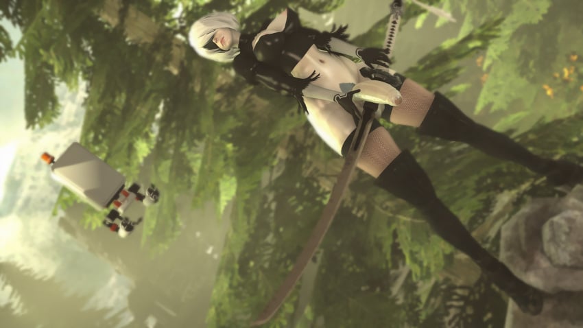 1futa 3d balls big_balls big_breasts big_penis blindfold bottomless breasts futa_only futanari hairband huge_cock light-skinned_futanari light_skin mitrild-sfm nier nier:_automata penis short_hair solo solo_futa testicles thick_thighs thigh_highs white_hair yorha_2b