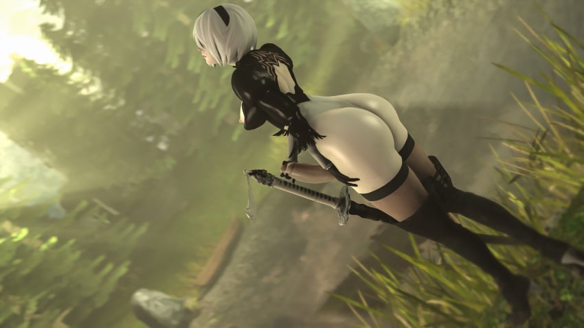 1futa 3d ass balls big_ass big_balls big_breasts big_penis blindfold breasts erect_penis erection futa_only futanari hairband huge_cock light-skinned_futanari light_skin masturbation mitrild-sfm nier nier:_automata penis short_hair solo solo_futa testicles thick_thighs thigh_highs white_hair yorha_2b