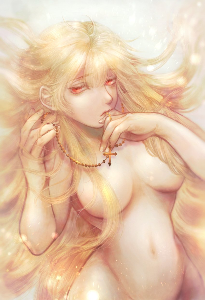 1girls breasts epon_clef eyebrows_visible_through_hair hair_over_breasts looking_at_viewer medium_breasts navel necklace nude nude_female scp scp-166 scp-166-arc scp_foundation succubus teenager