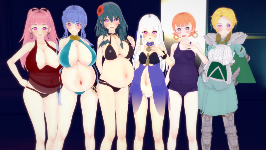 3d alternate_costume annette_fantine_dominic armor bikini black_bikini black_swimsuit blue_bikini blue_swimsuit broken_rape_victim byleth_(fire_emblem) byleth_(fire_emblem)_(female) byleth_(summer)_(fire_emblem)_(female) female female_only fire_emblem fire_emblem:_three_houses fire_emblem_heroes harem heart-shaped_pupils hilda_valentine_goneril humiliation ingrid_brandl_galatea instant_loss love_heart love_heart_eyes lysithea_von_ordelia marianne_von_edmund multiple_girls multiple_pregnancies nintendo official_alternate_costume one-piece_swimsuit panties pregnant rape red_panties swimsuit underwear weather_vane_(564955) white_panties