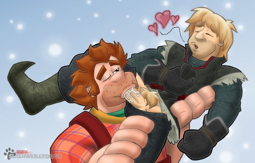 2boys blonde_hair blowjob_face brown_hair closed_eyes clothed_sex cock_gobble cock_hungry crossover cum_hungry disney frozen_(film) gay giving_head going_down_on hearts knob_polishing kristoff_(frozen) legs_held_open lifting_person male male_only mittens mouth_full_of_cock mouth_full_of_cum mouthful oral oral_sex orgasm_face orgasm_from_oral pants_down penis_in_mouth pleasure_face pubic_hair ralph_(wreck-it_ralph) size_difference slashweilerdog spread_legs stubble suck_him_dry sucking_off thick_eyebrows wink wreck-it_ralph yaoi