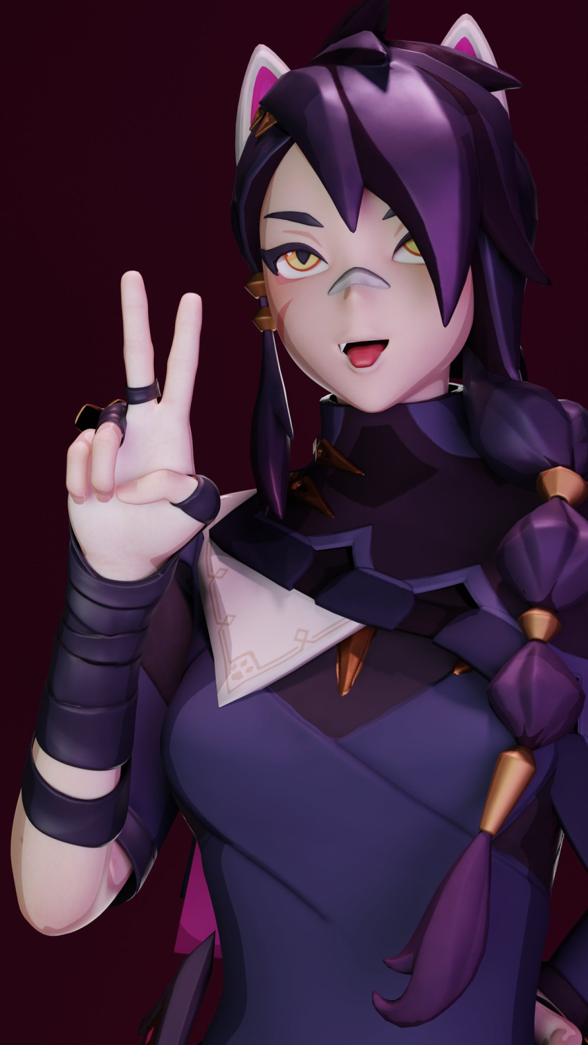 catgirl delt_ra epic_games erisa_(fortnite) female fortnite fortnite:_battle_royale peace_sign tongue_out