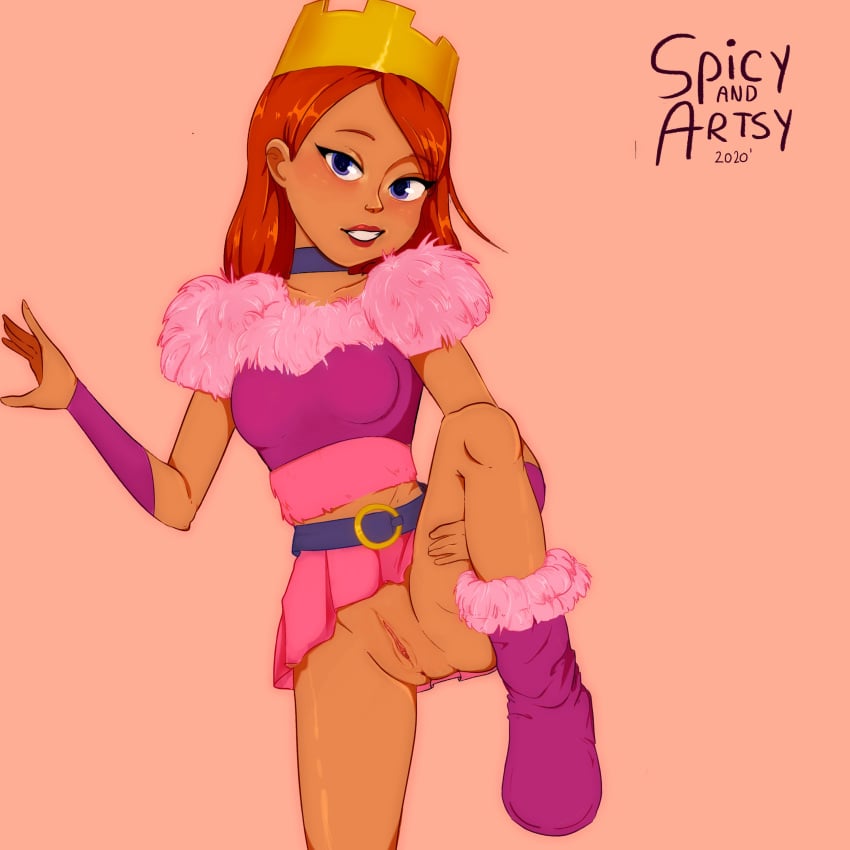 1girls barbarian dave_the_barbarian female lewdshock princess princess_candy purple_eyes red_hair royalty tagme