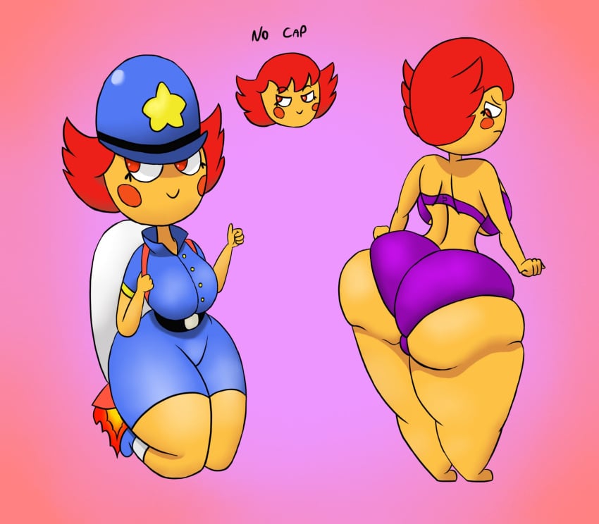 1girls 2019 4_fingers big_ass bikini blush breadwinners female jetpack jovi_cap looking_back nickelodeon orange_eyes police police_officer police_uniform policewoman purple_bikini rambamboo red_hair shannon_rat sideass tagme thumbs_up toad yellow_skin