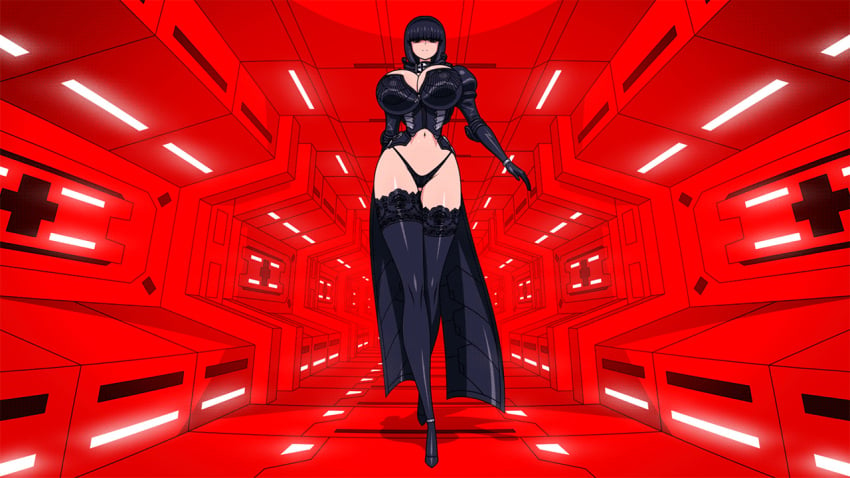 1girls akiranime animated animated_gif bakunyuu belly_button black_coat black_elbow_pads black_eyes black_footwear black_gloves black_hair black_high_heels black_legwear black_panties black_stockings blunt_bangs bob_cut bouncing_breasts breasts busty cleavage cleavage_cutout cleopatra_(akiranime) corset curvaceous elbow_pads enormous_breasts female_focus gif gloves goth goth_girl gun_holsters guns hi_res high_heels high_resolution highres hourglass_figure huge_breasts lace lace-trimmed_legwear lace-trimmed_stockings lace-trimmed_thighhighs lace_stockings lace_trim lace_trimmed_lingerie leg_stockings lights lingerie looking_at_viewer massive_breasts navel original original_character panties pantyshot_(walking) red_background shiny shiny_clothes short_hair slender_waist solo solo_female stockings thighhighs top_heavy_breasts trenchcoat voluptuous voluptuous_female walk_cycle walking walking_towards_viewer weapon wide_hips