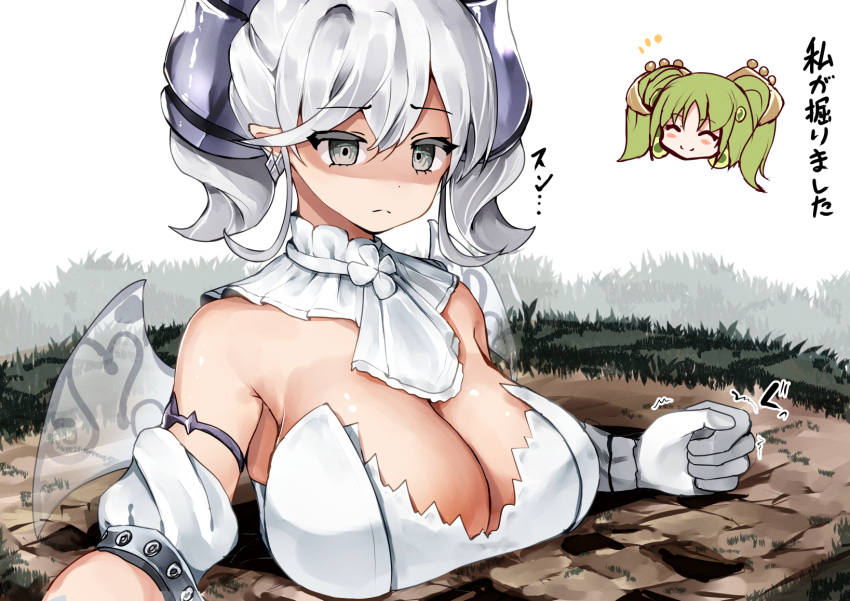 duel_monster female horns labrynth_of_the_silver_castle large_breasts lovely_labrynth_of_the_silver_castle se-u-ra stuck traptrix_sera white_hair yu-gi-oh!