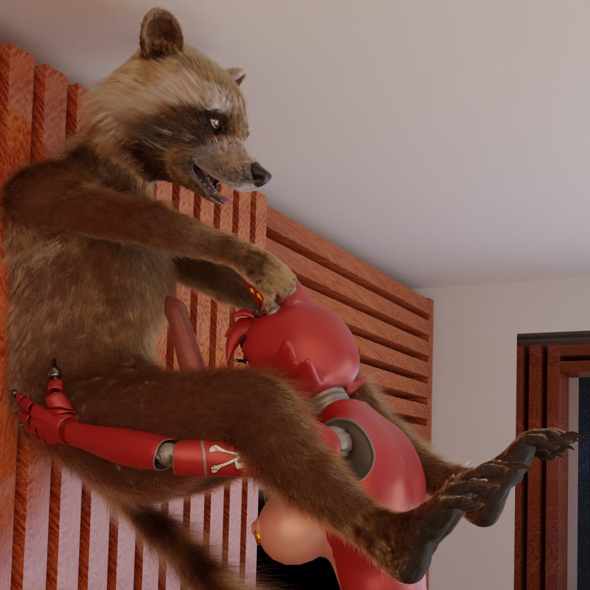 3d ahe_gao anal anthro breasts brown_body brown_fur canid canine duo ear_grab female five_nights_at_freddy's fox foxy_(fnaf) fur genitals guardians_of_the_galaxy hi_res holding_other looking_pleasured machine male male/female mammal marvel open_mouth oral paws penis piercing procyonid raccoon red_body rimming robot rocket_raccoon scottgames sex tawzy video_games