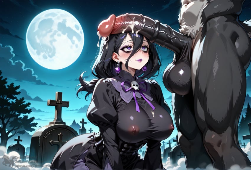 ai_generated anthro anthro_on_human bags_under_eyes big_ass big_balls big_breasts big_butt big_penis black_dress black_hair black_lipstick black_nails cemetery cock_worship creamhorseai cum cum_drip cum_on_body cum_on_breasts cum_on_face curvy curvy_female curvy_figure dark_hair earrings eyeshadow female female_on_anthro fur furry furry_on_human garter_belt goth goth_girl grave graveyard hard_nipples hex_maniac hex_maniac_(z-a) high_resolution highres horny_female huge_balls huge_cock hyper_balls imminent_oral imminent_sex lipstick lolita_fashion long_hair makeup male male/female mascara mature_female milf mommy mommy_kink nintendo penis_awe penis_on_face penis_on_head pokemon pokemon_legends:_z-a precum purple_eyes seductive stockings testicles voluptuous voluptuous_female werewolf wide_hips