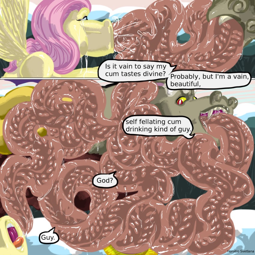 anthro comic discord_(mlp) equid equine female fluttershy_(mlp) friendship_is_magic hasbro hi_res horatio_svetlana horse long_tongue male male/female mammal my_little_pony pegasus pony smooth_skin tongue wings