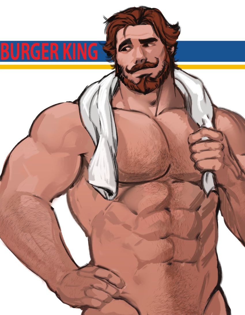 1boy balls bara beard burger_king dopq facial_hair gay hairy male male_only mascot muscles muscular penis solo solo_male the_king_(burger_king) yy6242