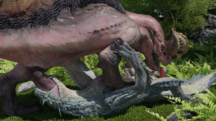 3d_(artwork) 69_position absurd_res anjanath big_penis blender_(software) blender_cycles brute_wyvern capcom claws detailed_background digital_media_(artwork) dominant dominant_feral dominant_male duo fanged_wyvern fellatio feral feral_on_feral genitals hi_res integlol licking male male/male monster_hunter open_mouth oral oral_penetration penetration penile penile_penetration penis penis_lick pinned pinned_to_ground rendered scales scalie sex small_penis teeth tobi-kadachi tongue tongue_out video_games wet wet_penis